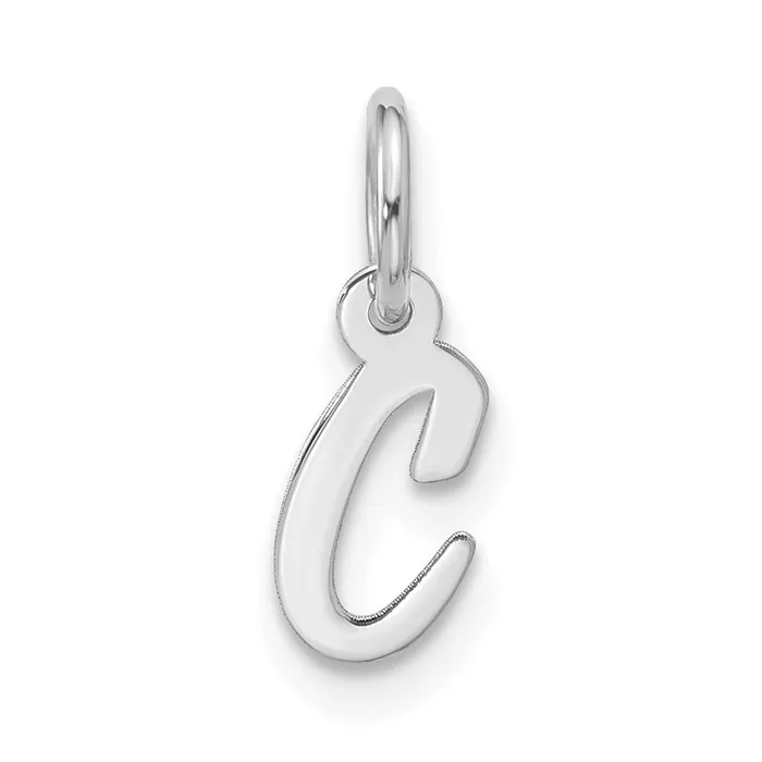 10k White Gold Small Script Initial C Charm TreasureFineJewelers Charm Necklaces 10k White Gold Small Script Initial C Charm TreasureFineJewelers Charm Necklaces