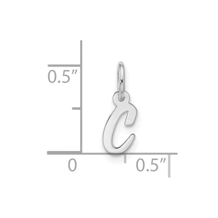 10k White Gold Small Script Initial C Charm TreasureFineJewelers Charm Necklaces