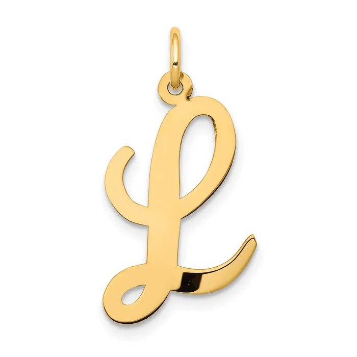 10k Yellow Gold Large Script Letter L Initial Charm TreasureFineJewelers Charm Necklaces 10k Yellow Gold Large Script Letter L Initial Charm TreasureFineJewelers Charm Necklaces