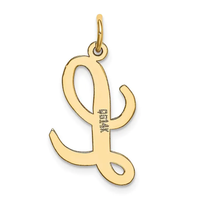 10k Yellow Gold Large Script Letter L Initial Charm TreasureFineJewelers Charm Necklaces