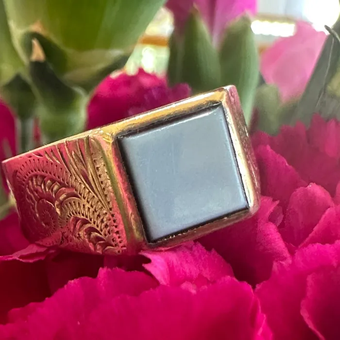 14 Karat Yellow Gold Mens Agate Ring 20500065 ONeills Estate Jewelry Rings