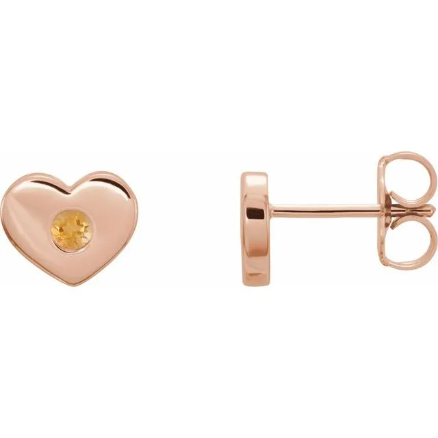 14K Rose Citrine Heart Earrings TreasureFineJewelers Earrings