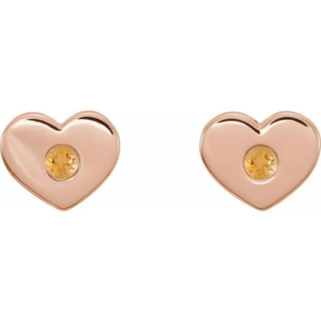 14K Rose Citrine Heart Earrings TreasureFineJewelers Earrings