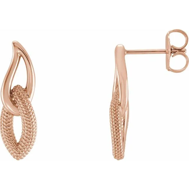 14K Rose Gold Beaded Drop Earrings TreasureFineJewelers Earrings