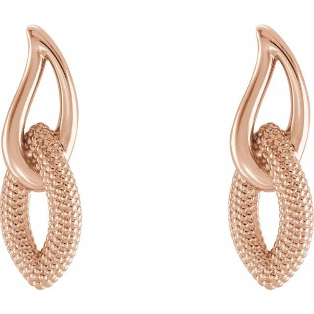 14K Rose Gold Beaded Drop Earrings TreasureFineJewelers Earrings