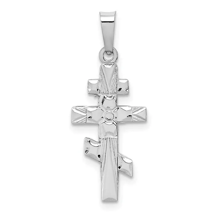 14k White Gold Eastern Orthodox Cross Charm TreasureFineJewelers Charm Necklaces 14k White Gold Eastern Orthodox Cross Charm TreasureFineJewelers Charm Necklaces