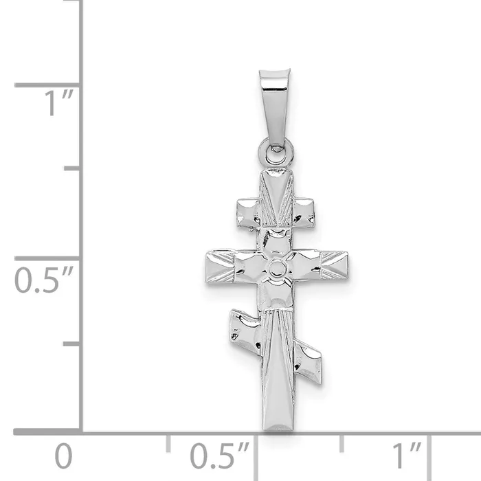 14k White Gold Eastern Orthodox Cross Charm TreasureFineJewelers Charm Necklaces