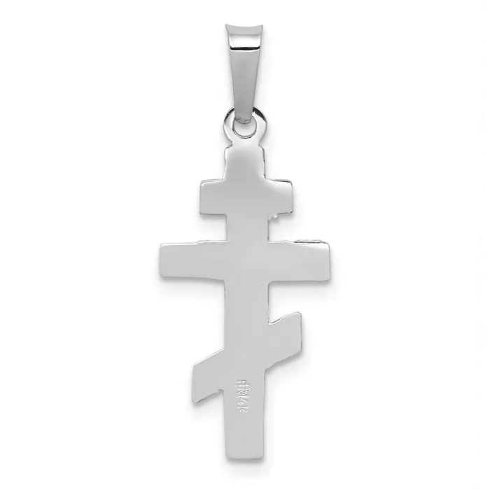 14k White Gold Eastern Orthodox Cross Charm TreasureFineJewelers Charm Necklaces