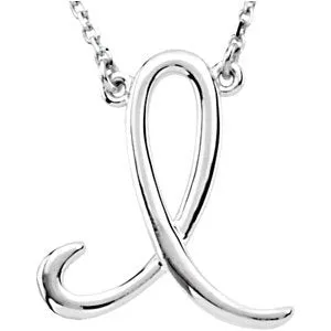 14K White Gold Script Initial I 16 Necklace TreasureFineJewelers Necklaces 14K White Gold Script Initial I 16 Necklace TreasureFineJewelers Necklaces