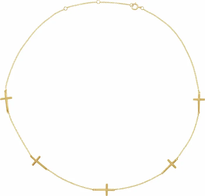 14K Yellow Gold 5Station Cross Adjustable 1618 Necklace TreasureFineJewelers Necklaces 14K Yellow Gold 5Station Cross Adjustable 1618 Necklace TreasureFineJewelers Necklaces