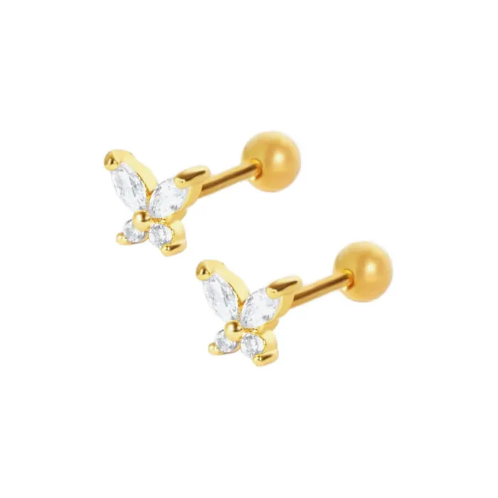 Butterfly Piercing Barbell Ball Back Earrings Sleeper Earrings Trendolla Jewelry Earrings Butterfly Piercing Barbell Ball Back Earrings Sleeper Earrings Trendolla Jewelry Earrings