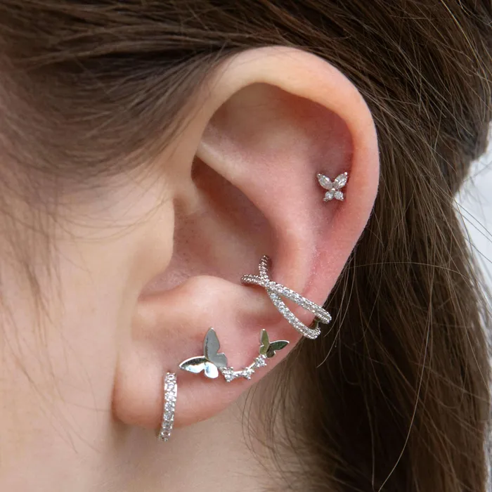 Butterfly Piercing Barbell Ball Back Earrings Sleeper Earrings Trendolla Jewelry Earrings