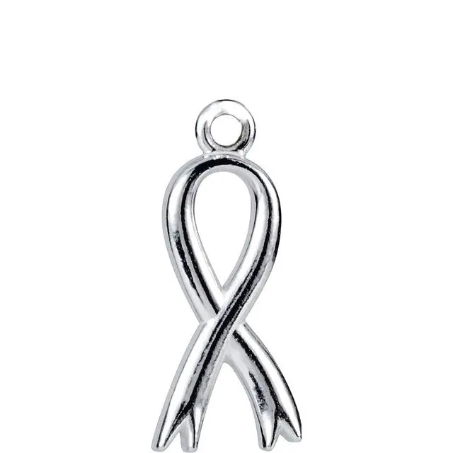 Charm Necklaces 14K White Gold Breast Cancer Awareness Ribbon Charm TreasureFineJewelers Charm Necklaces 14K White Gold Breast Cancer Awareness Ribbon Charm TreasureFineJewelers