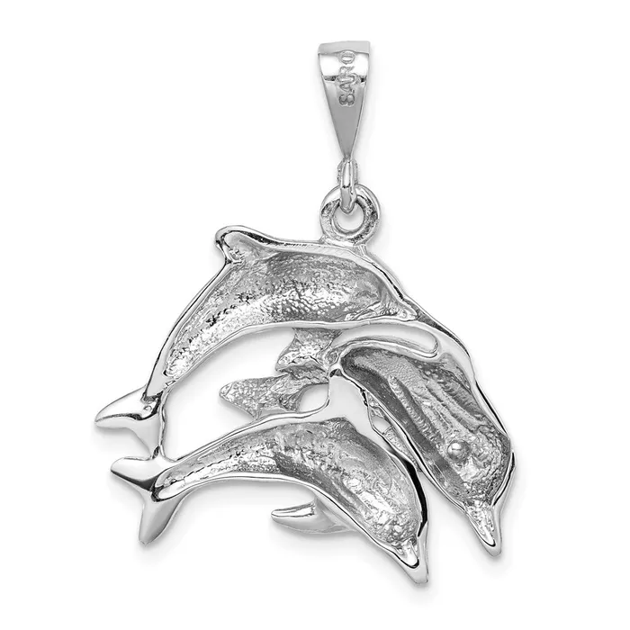 Charm Necklaces 14k White Gold Dolphin Charm TreasureFineJewelers