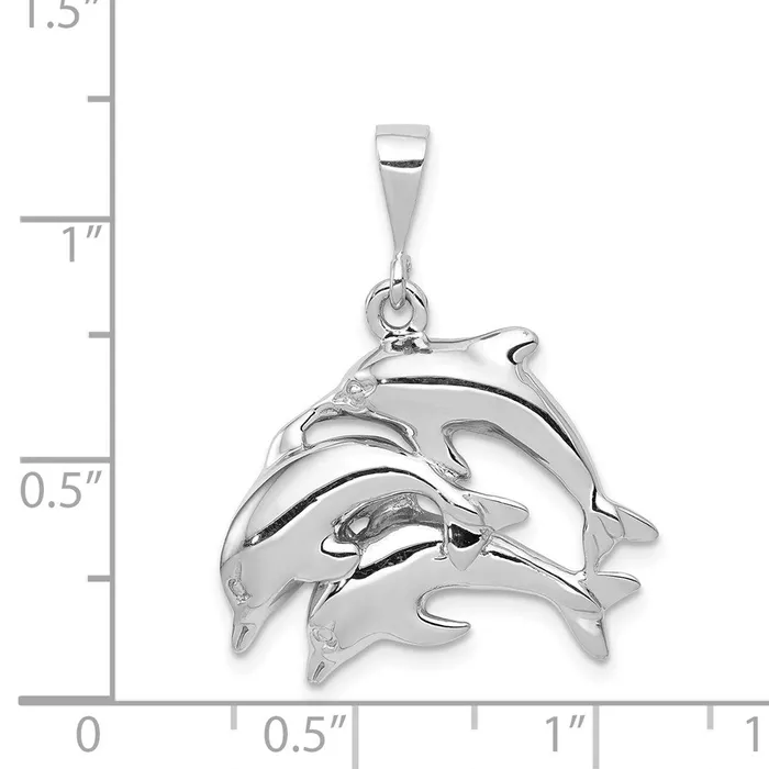 Charm Necklaces 14k White Gold Dolphin Charm TreasureFineJewelers