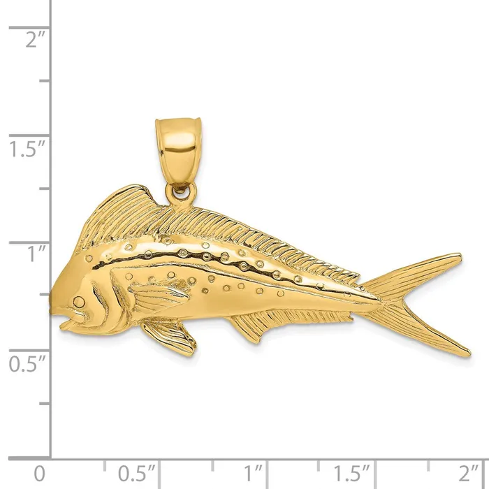 Charm Necklaces TreasureFineJewelers 14K 3D Female Dorado MahiMahi Charm