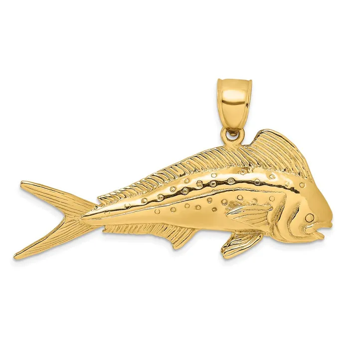 Charm Necklaces TreasureFineJewelers 14K 3D Female Dorado MahiMahi Charm