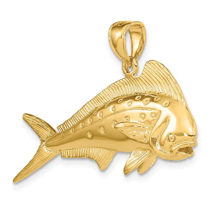 Charm Necklaces TreasureFineJewelers 14K 3D Female Dorado MahiMahi Charm