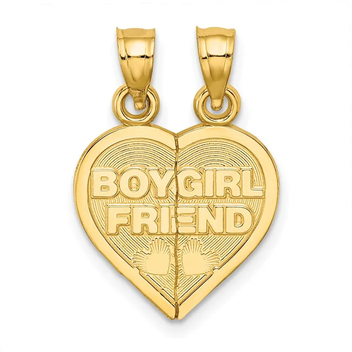 Charm Necklaces TreasureFineJewelers 14K BOYGIRL FRIEND Breakapart Heart Charm Charm Necklaces TreasureFineJewelers 14K BOYGIRL FRIEND Breakapart Heart Charm
