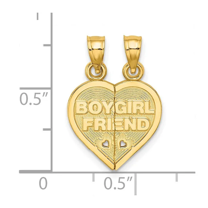 Charm Necklaces TreasureFineJewelers 14K BOYGIRL FRIEND Breakapart Heart Charm