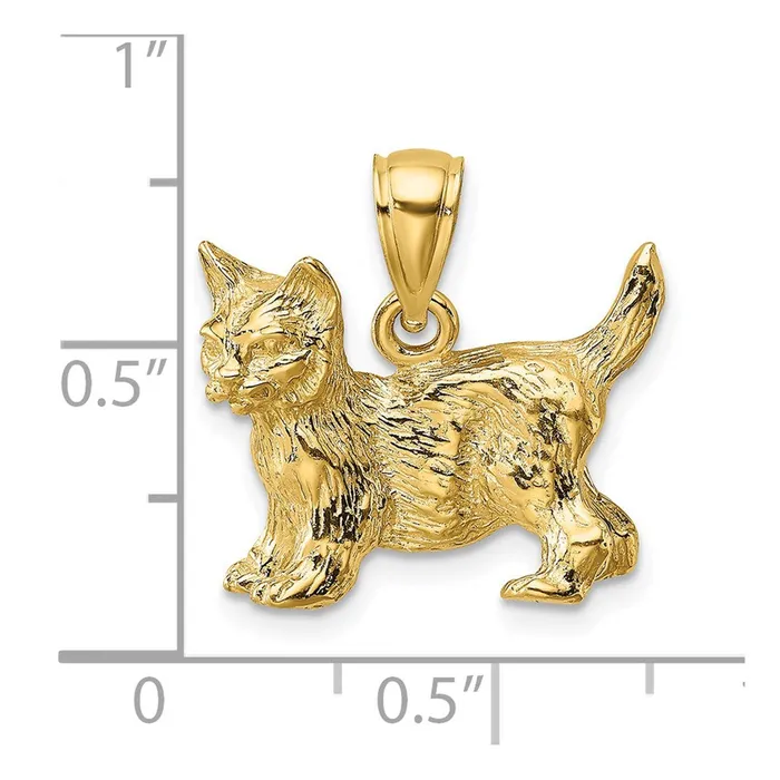 Charm Necklaces TreasureFineJewelers 14K Cat Standing wRaised Tail Charm