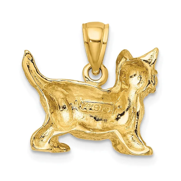 Charm Necklaces TreasureFineJewelers 14K Cat Standing wRaised Tail Charm