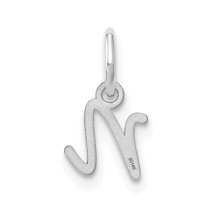 Charm Necklaces TreasureFineJewelers 14k White Gold Upper case Letter N Initial Charm