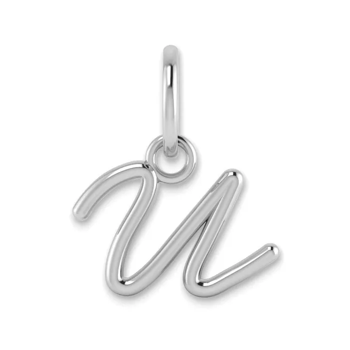 Charm Necklaces TreasureFineJewelers 14k White Gold Upper case Letter U Initial Charm Charm Necklaces TreasureFineJewelers 14k White Gold Upper case Letter U Initial Charm