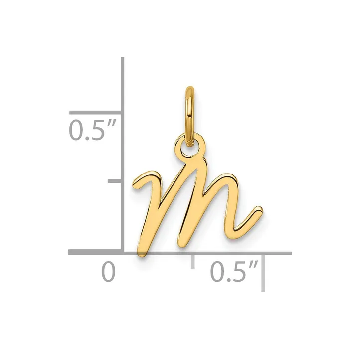 Charm Necklaces TreasureFineJewelers 14k Yellow Gold Uppercase Letter M Initial Charm