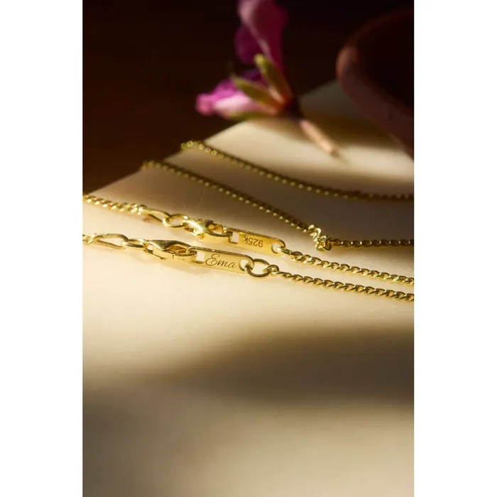 Ema Jewels Necklaces N Initial Cursive Engraved Pendant Necklace 14K 925 Gold Vermeil