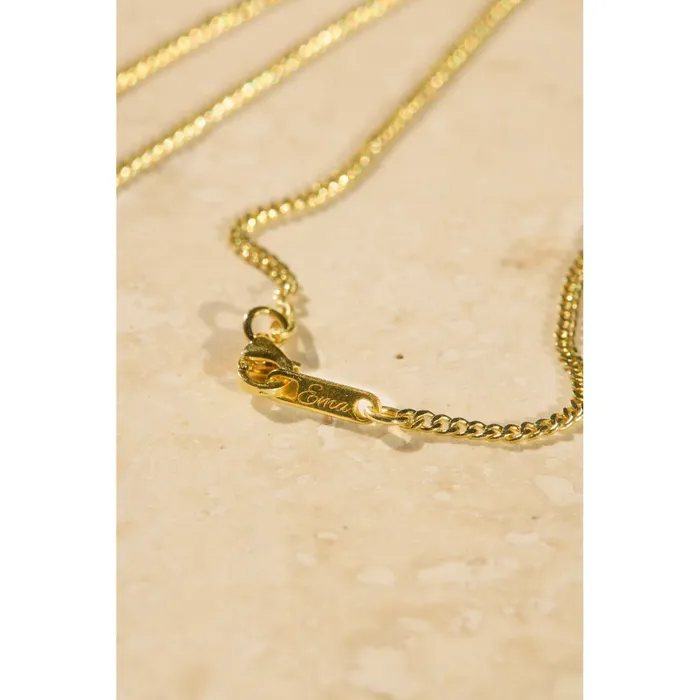 Ema Jewels Necklaces N Initial Cursive Engraved Pendant Necklace 14K 925 Gold Vermeil