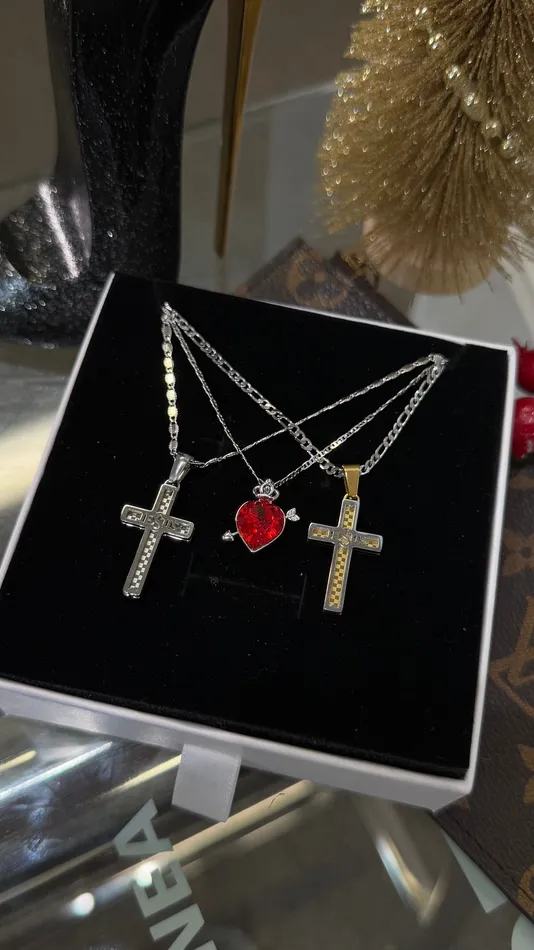 MP Jewelry Necklaces Matching Silver Cross Necklace Set MP Jewelry Necklaces Matching Silver Cross Necklace Set