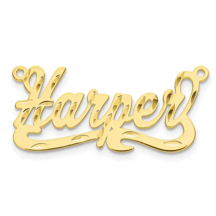 Necklaces 10K Diamondcut Name Plate TreasureFineJewelers