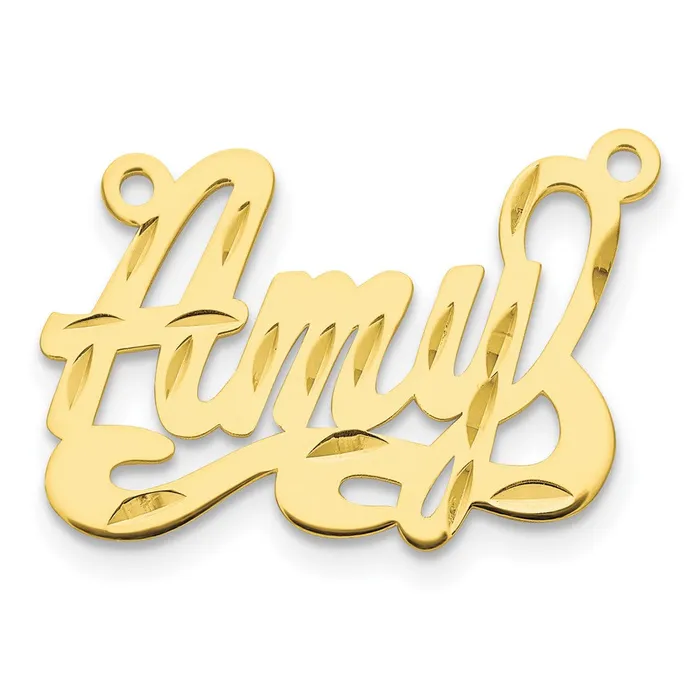 Necklaces 10K Diamondcut Name Plate TreasureFineJewelers