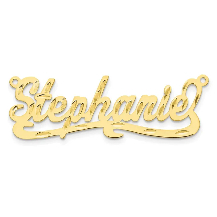Necklaces 10K Diamondcut Name Plate TreasureFineJewelers