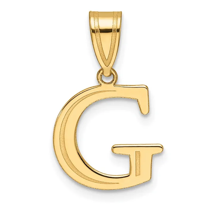 Necklaces 14k Yellow Gold Polished Etched Letter G Initial Pendant TreasureFineJewelers Necklaces 14k Yellow Gold Polished Etched Letter G Initial Pendant TreasureFineJewelers