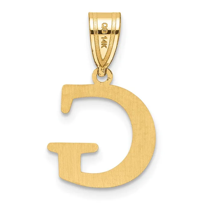 Necklaces 14k Yellow Gold Polished Etched Letter G Initial Pendant TreasureFineJewelers