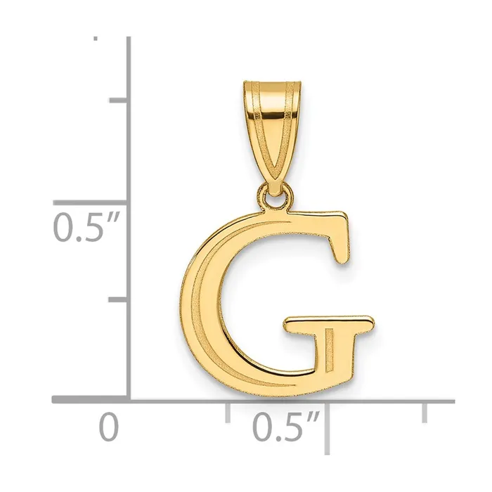 Necklaces 14k Yellow Gold Polished Etched Letter G Initial Pendant TreasureFineJewelers