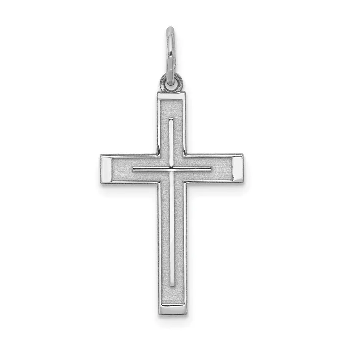 Necklaces Sterling Silver Rhodiumplated Laser Designed Cross Pendant TreasureFineJewelers Necklaces Sterling Silver Rhodiumplated Laser Designed Cross Pendant TreasureFineJewelers