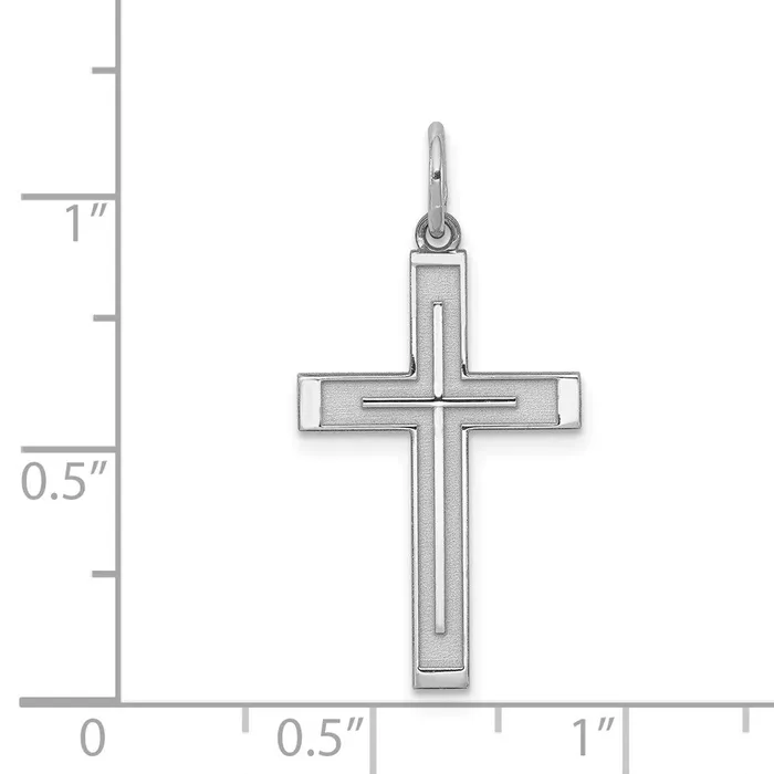 Necklaces Sterling Silver Rhodiumplated Laser Designed Cross Pendant TreasureFineJewelers