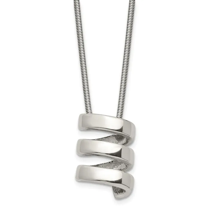 Necklaces TreasureFineJewelers Stainless Steel Polished Fancy Twist 18in Necklace Necklaces TreasureFineJewelers Stainless Steel Polished Fancy Twist 18in Necklace