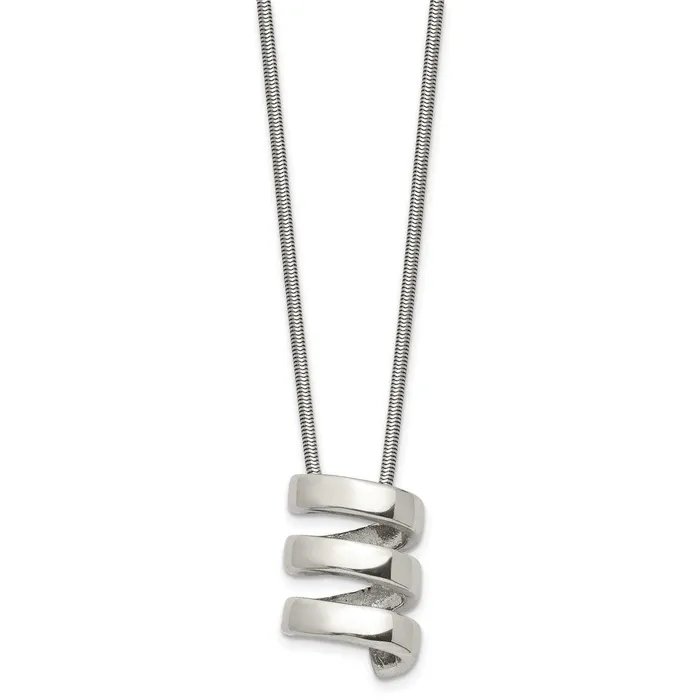 Necklaces TreasureFineJewelers Stainless Steel Polished Fancy Twist 18in Necklace