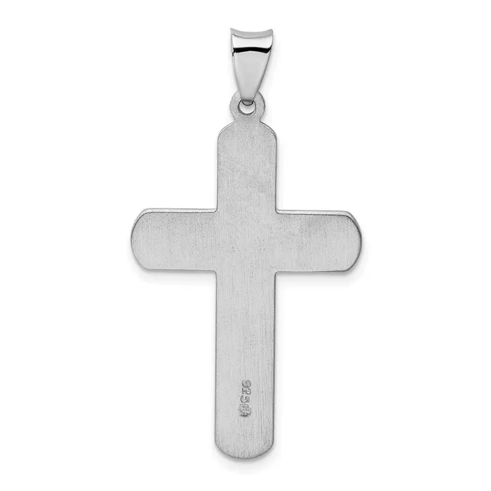 Necklaces TreasureFineJewelers Sterling Silver Rhodiumplated Polished Cross Pendant