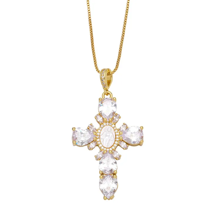 Necklaces Trendolla Jewelry Vintage Religious Virgin Mary Cross Virgencita Necklace