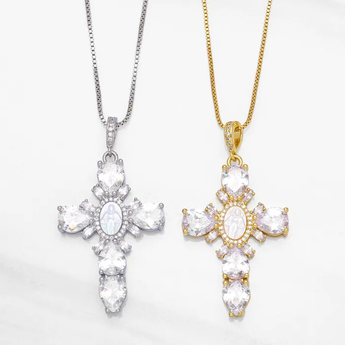 Necklaces Trendolla Jewelry Vintage Religious Virgin Mary Cross Virgencita Necklace