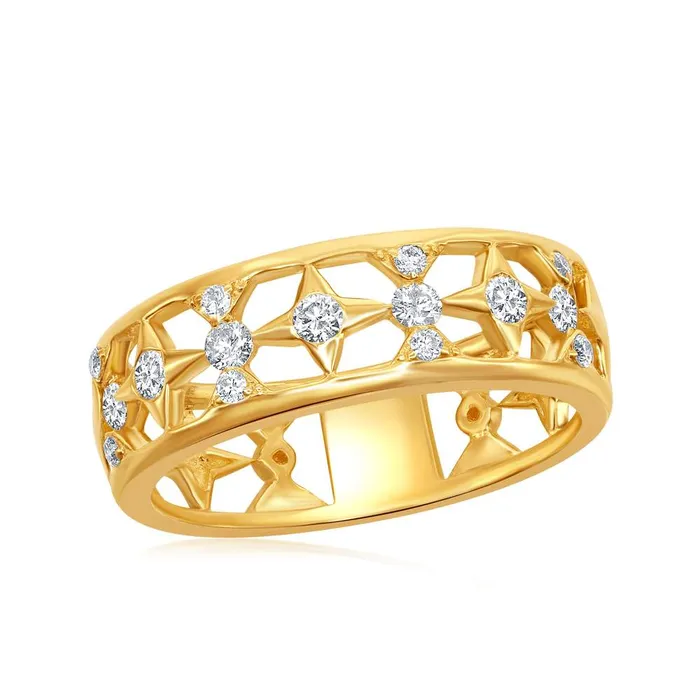 North Arrow Shop Rings 14kt yellow gold womens round diamond studded star band ring 13 cttw119670 North Arrow Shop Rings 14kt yellow gold womens round diamond studded star band ring 13 cttw119670