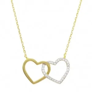 Perfect Piercing Necklaces Overlapping Double heart pendant