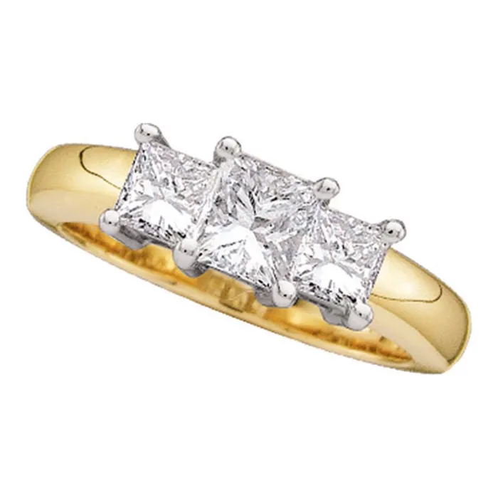 Rings 14kt yellow gold womens princess diamond 3 stone bridal wedding engagement ring 100 cttw12176 North Arrow Shop Rings 14kt yellow gold womens princess diamond 3 stone bridal wedding engagement ring 100 cttw12176 North Arrow Shop