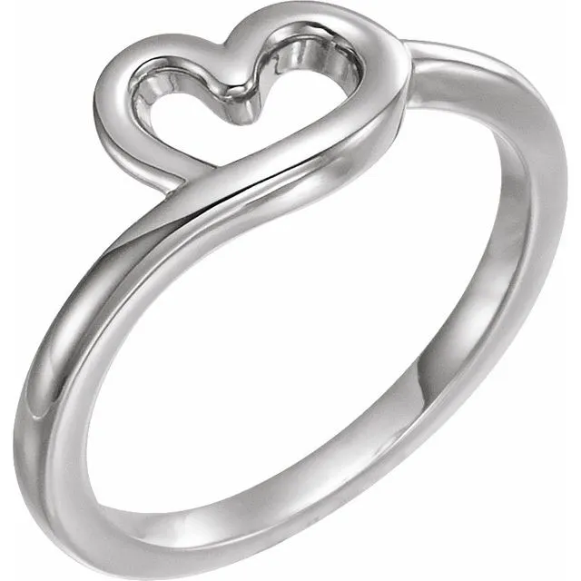 Rings TreasureFineJewelers 14K White Heart Youth Ring