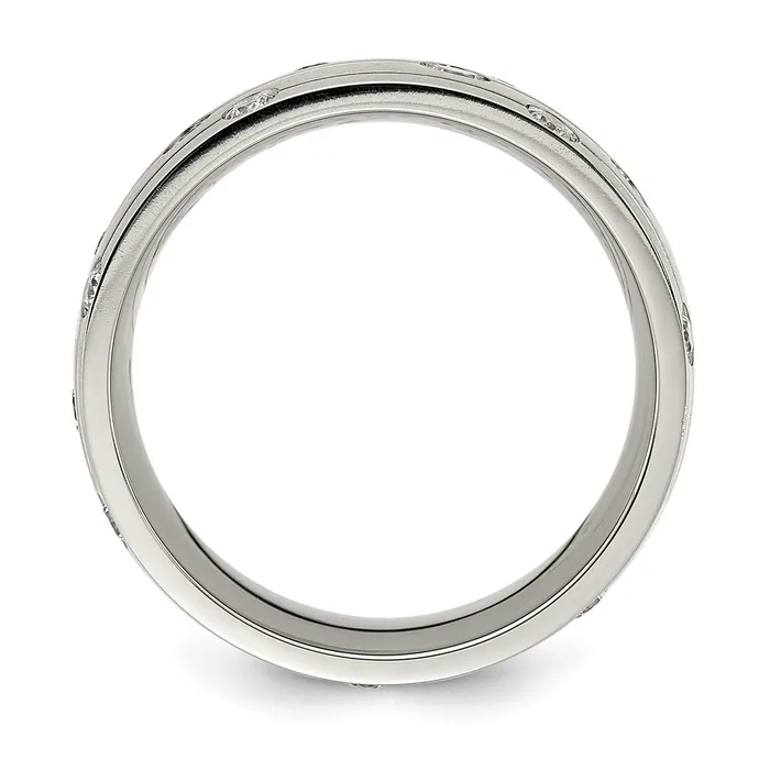 Rings TreasureFineJewelers Stainless Steel Brushed with CZ 800mm Band